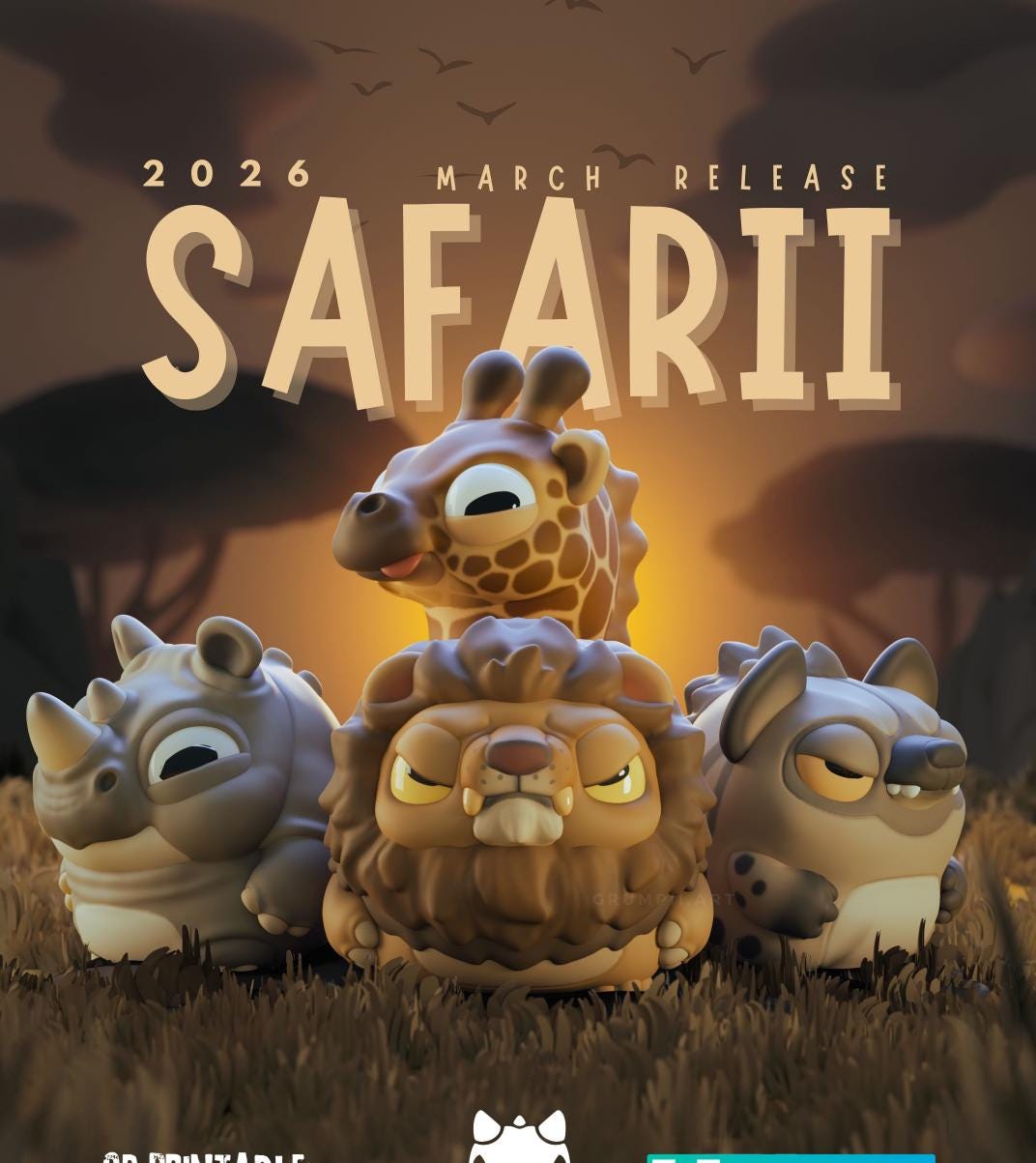Grumpii Safari Monsters 3D Printable Figurines