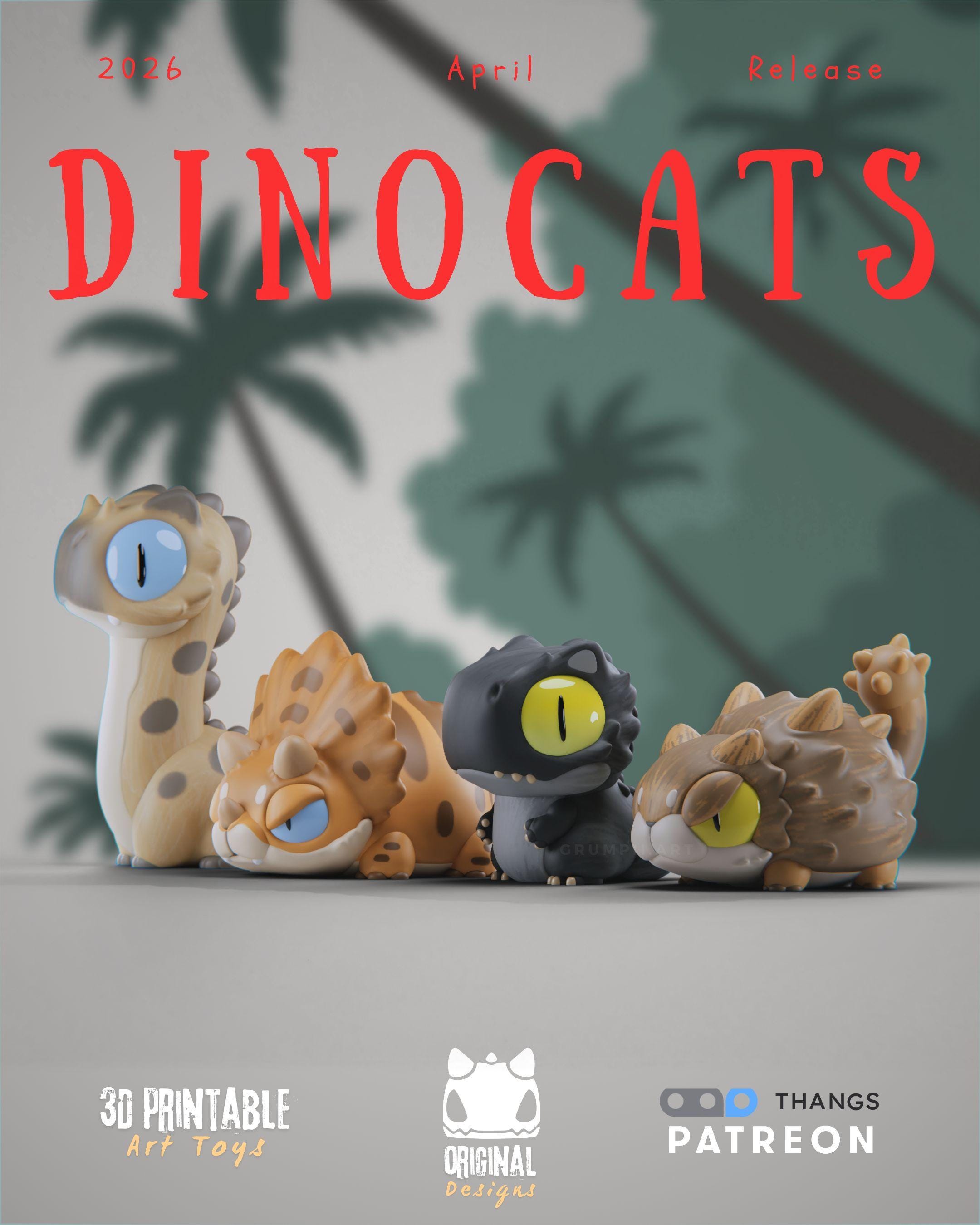 Dinocats – 3D Printable Art Toys | Grumpii Monster Figures