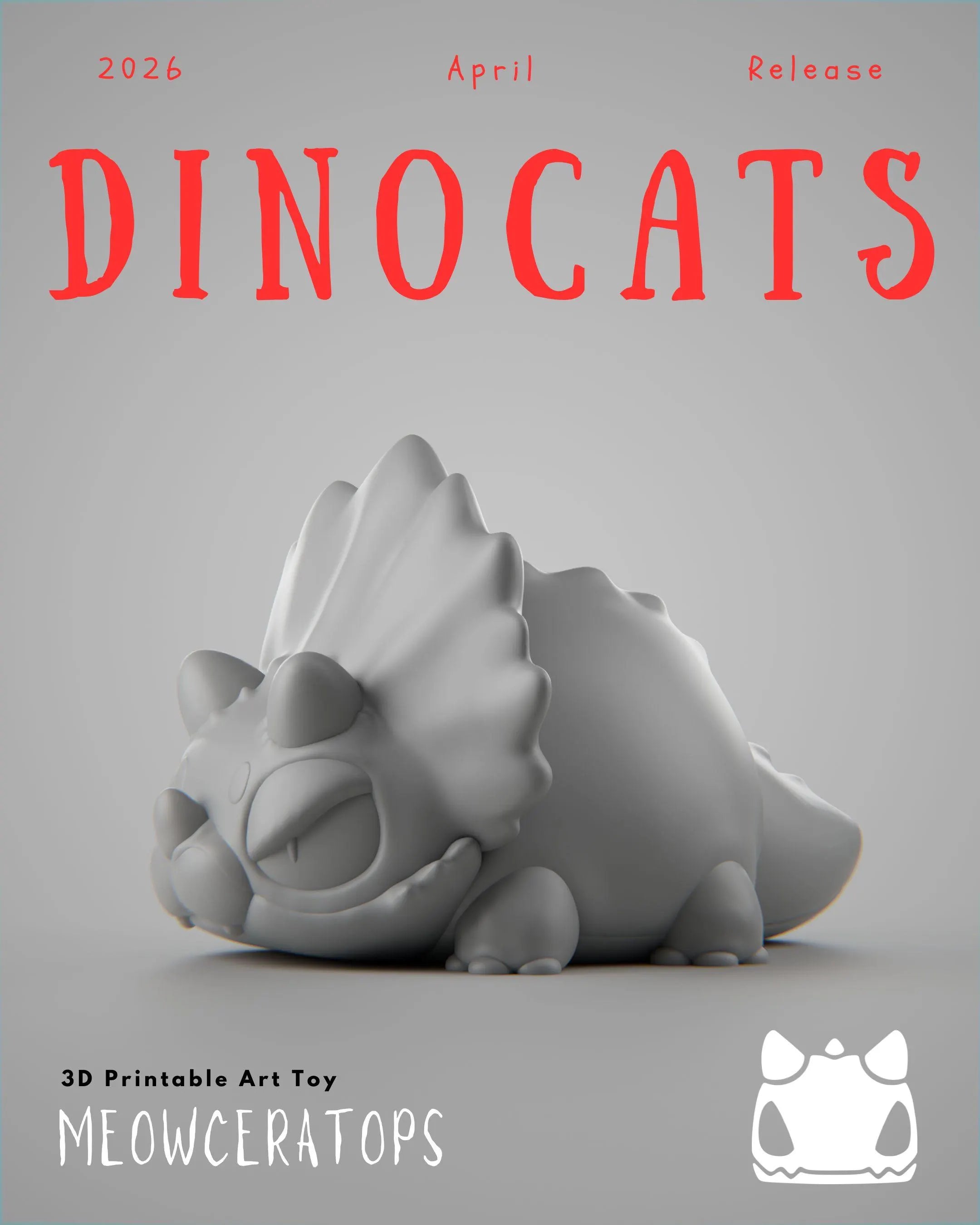 Dinocats – 3D Printable Art Toys | Grumpii Monster Figures