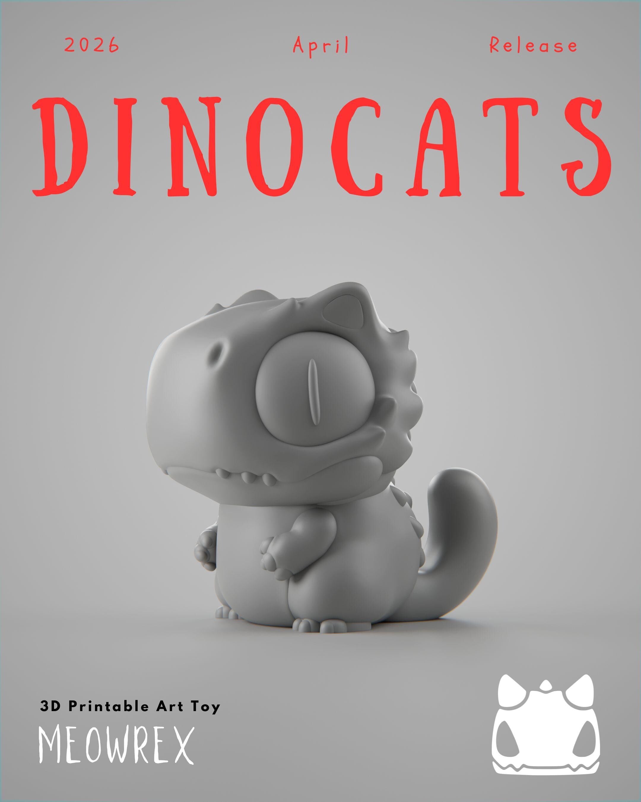 Dinocats – 3D Printable Art Toys | Grumpii Monster Figures