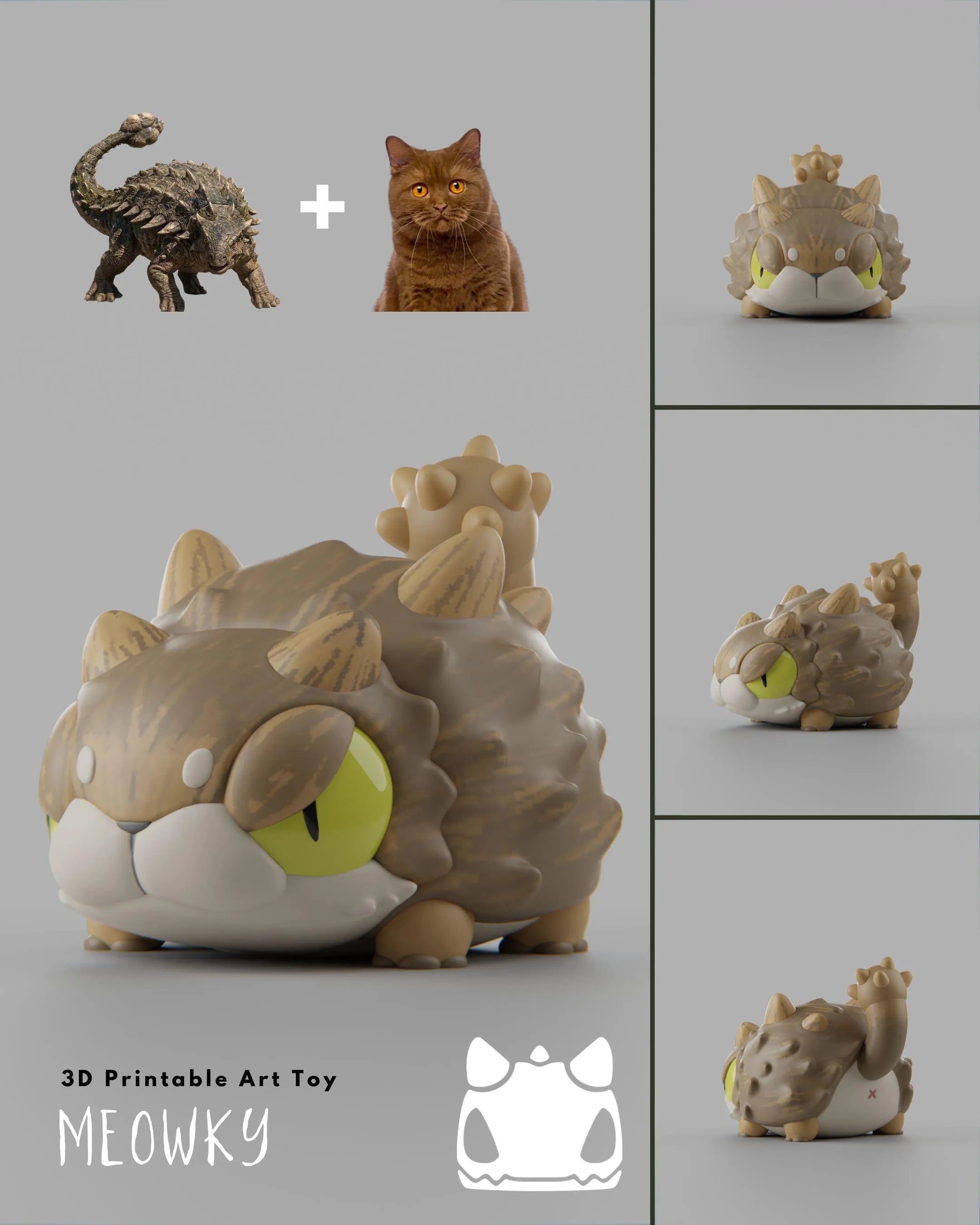 Dinocats – 3D Printable Art Toys | Grumpii Monster Figures