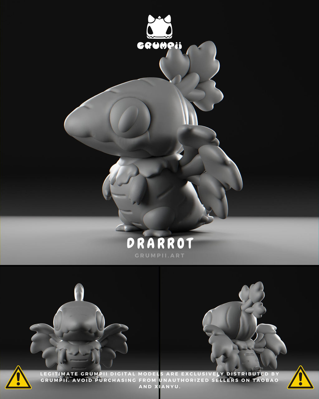 Veggii Grumpii Art Toys – 3D Printable STL Figures, Unpainted Designer Collectible (3 Inch)