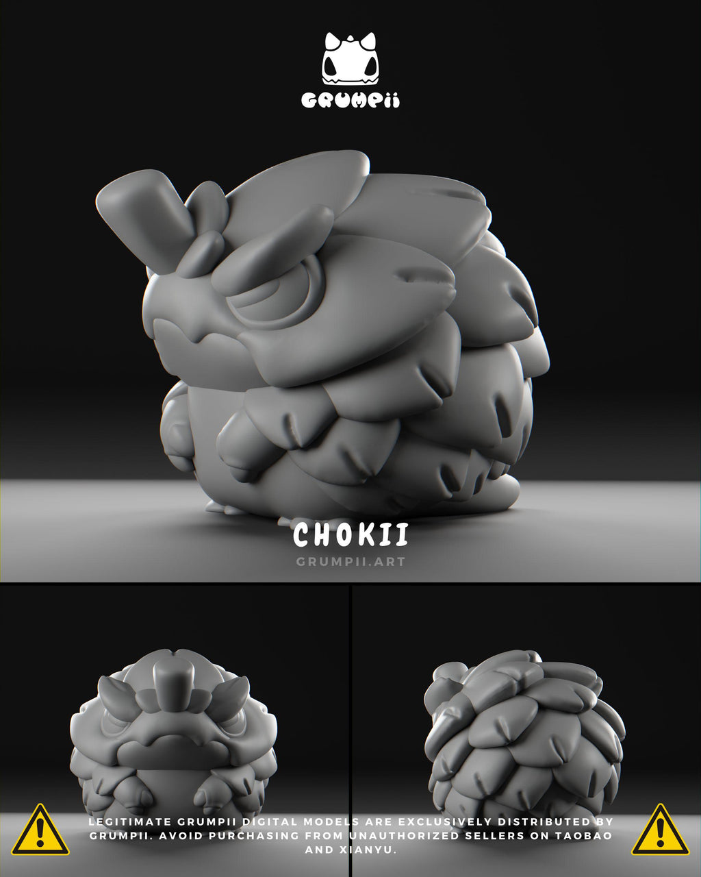 Veggii Grumpii Art Toys – 3D Printable STL Figures, Unpainted Designer Collectible (3 Inch)
