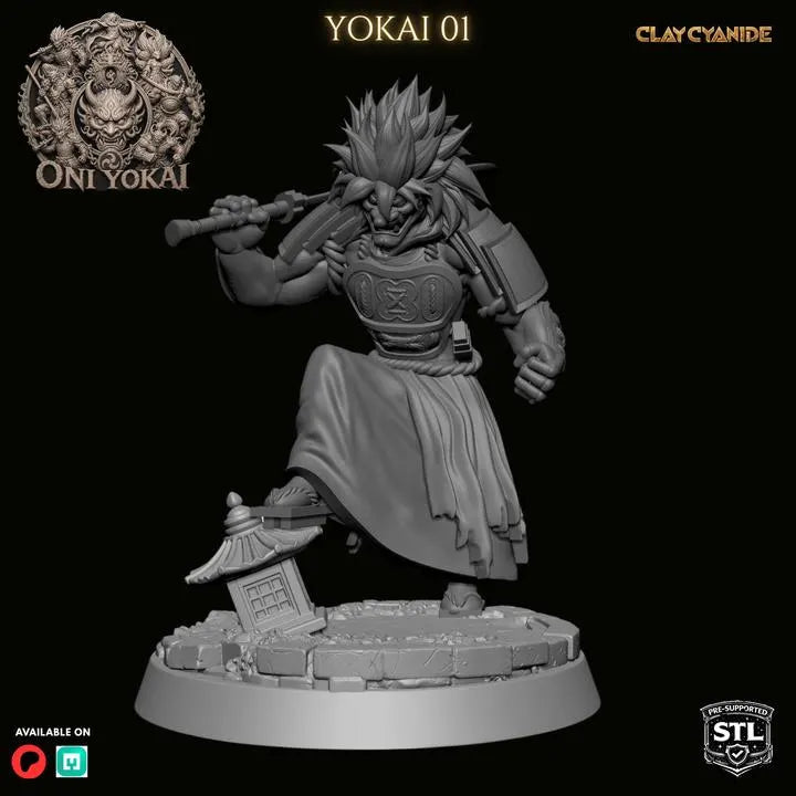 Oni Yokai – DnD Miniature | Clay Cyanide Resin STL | Fantasy Tabletop Japanese Demon Figure