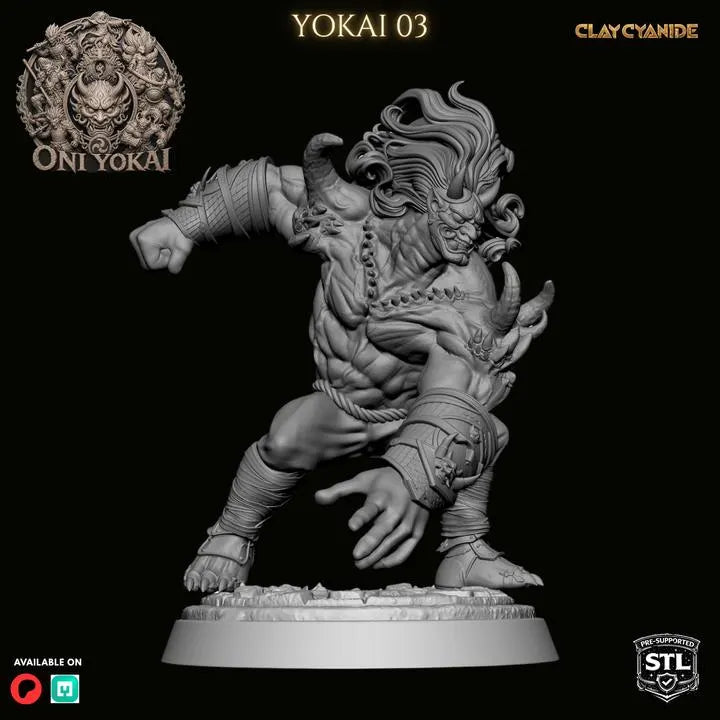 Oni Yokai – DnD Miniature | Clay Cyanide Resin STL | Fantasy Tabletop Japanese Demon Figure