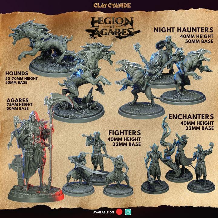 Legion of Agares – DnD Miniatures | Clay Cyanide Resin STL | Fantasy Tabletop Creature Figures
