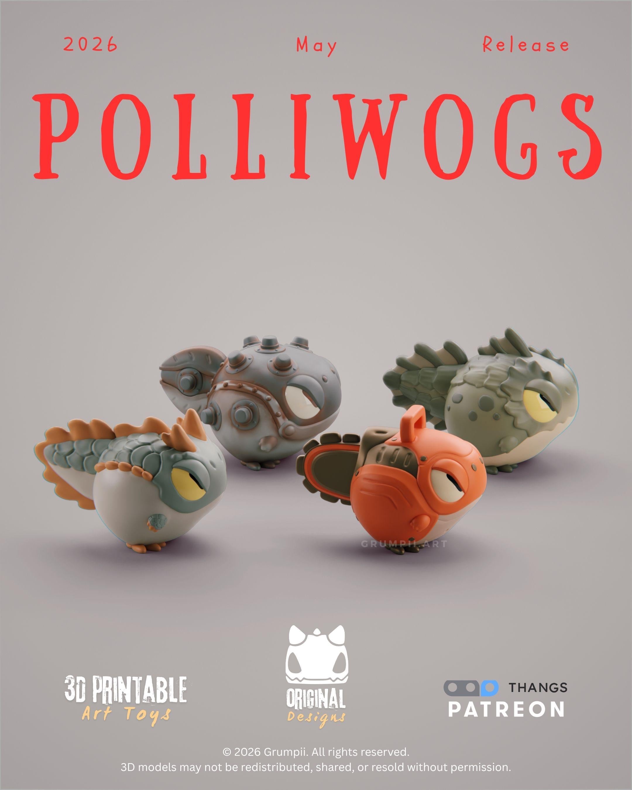 Polliwags – Grumpii Resin Toy Figures | Mythical Creature Collectible Designer Art Toy Set