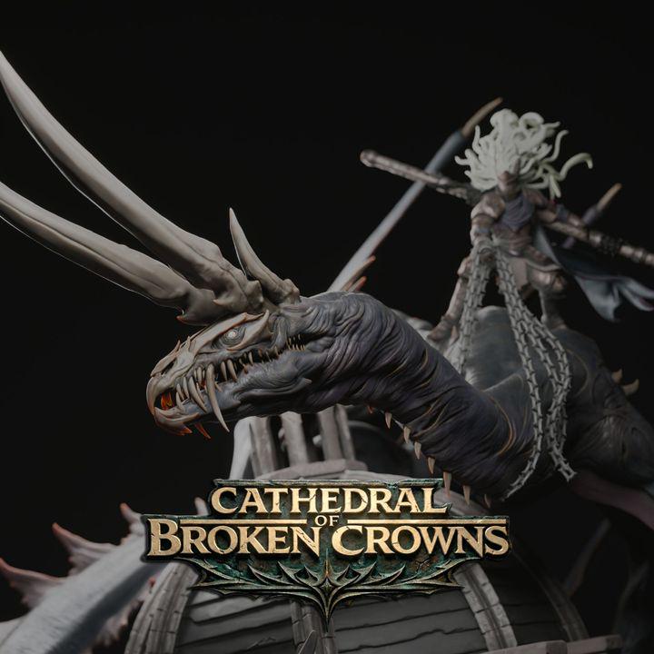 Cursed Dragon - Ancient (100mm base) - Mounted & Wild versions- Cathedral of Broken Crowns-Dnd-TTRPG- Rescale Miniatures