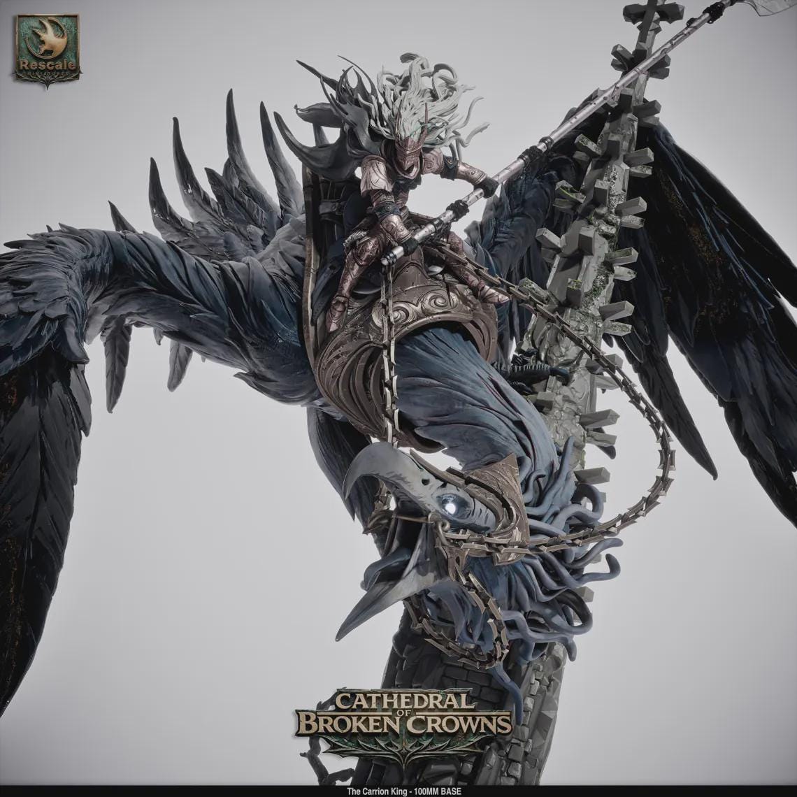 Carrion King Miniature – 100mm Boss Monster, Cathedral of Broken Crowns DnD TTRPG Resin STL