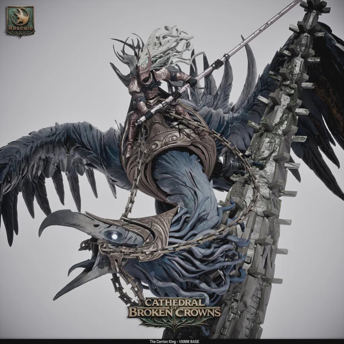 Carrion King Miniature – 100mm Boss Monster, Cathedral of Broken Crowns DnD TTRPG Resin STL
