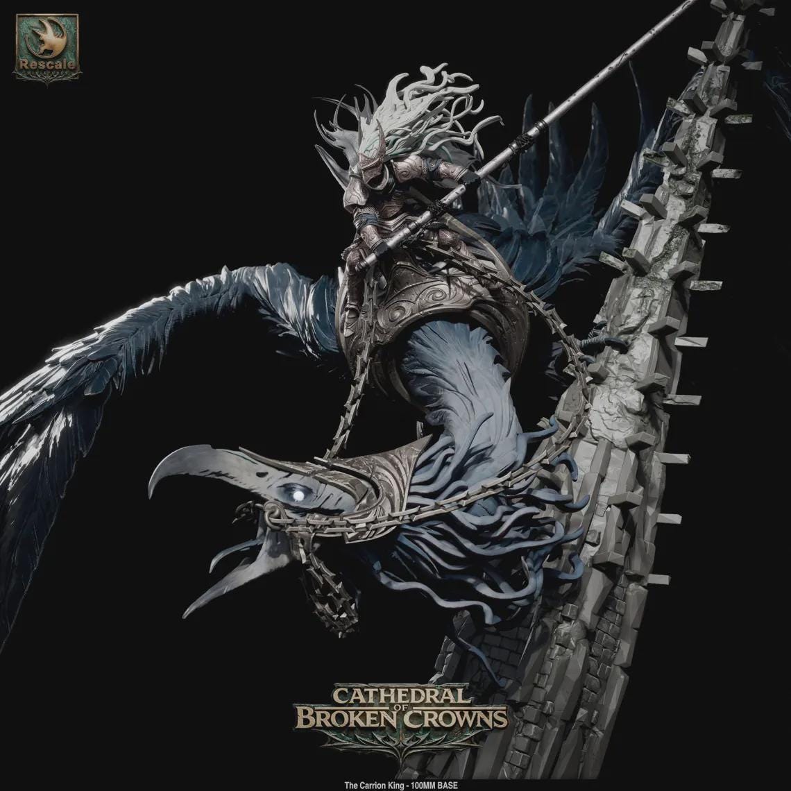Carrion King Miniature – 100mm Boss Monster, Cathedral of Broken Crowns DnD TTRPG Resin STL