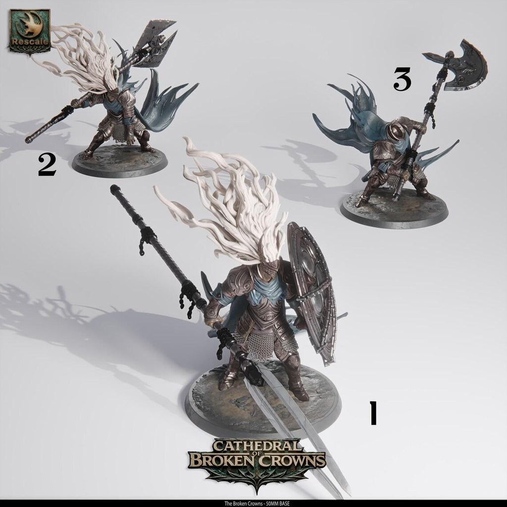 The Broken Crown – 50mm Base Miniature | Cathedral of Broken Crowns DnD TTRPG Resin STL | Tabletop Fantasy Figure