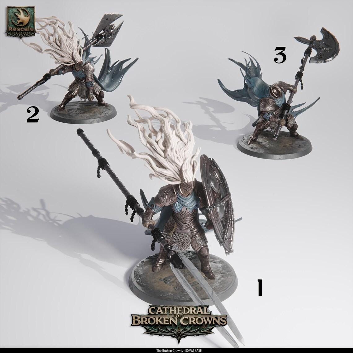 The Broken Crown – 50mm Base Miniature | Cathedral of Broken Crowns DnD TTRPG Resin STL | Tabletop Fantasy Figure