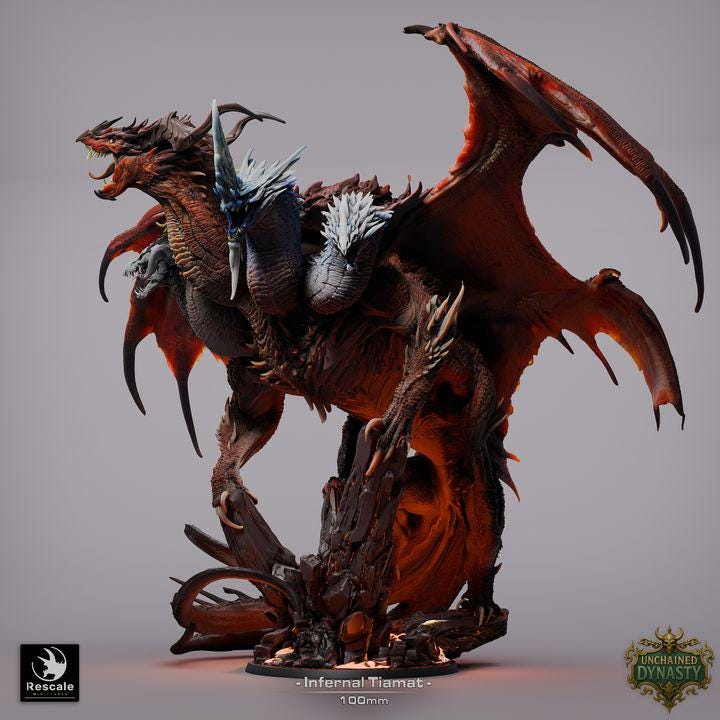 Tiamat Dragon Miniature, Resin TTRPG Boss Model, Fantasy Tabletop Game