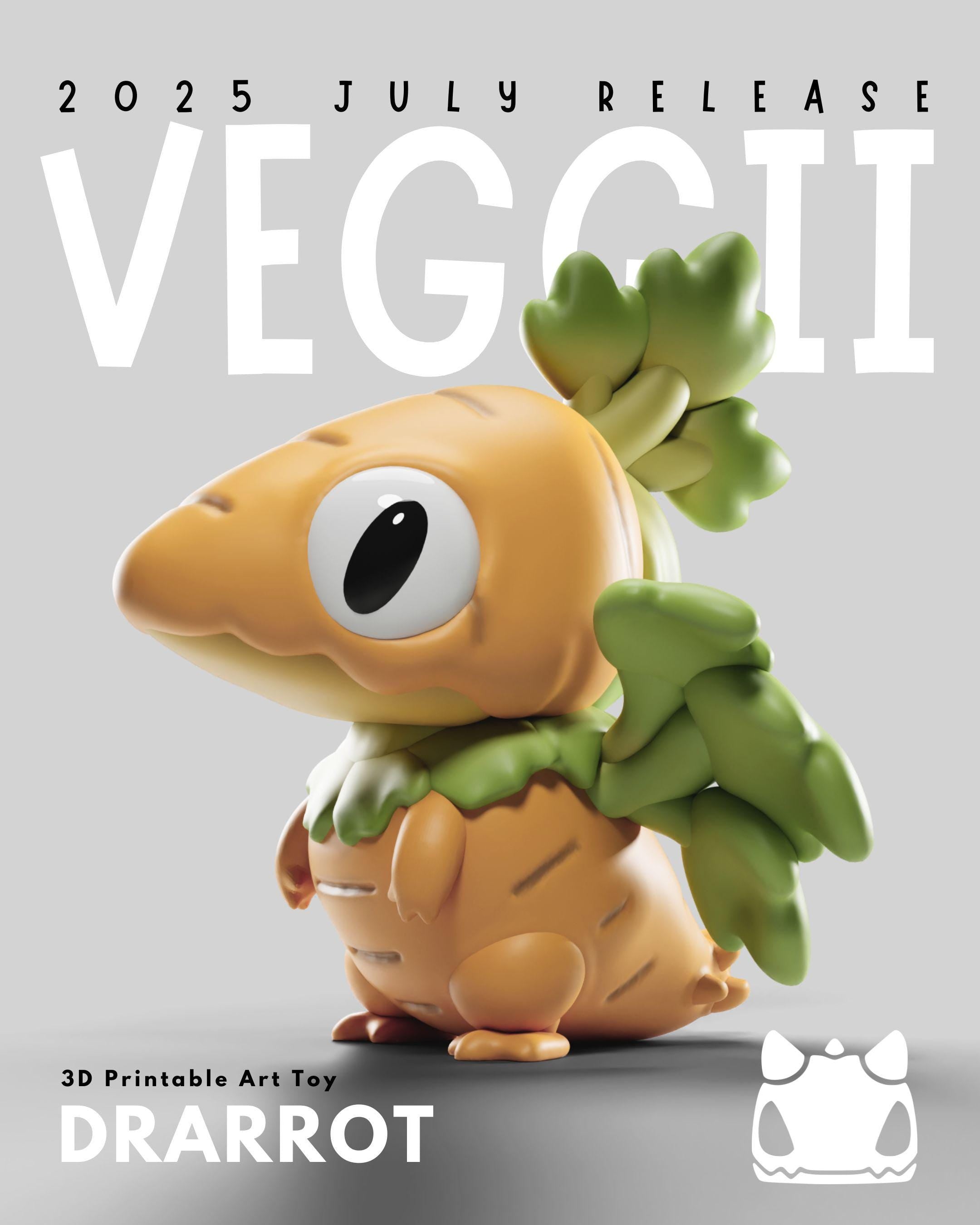 Veggii Grumpii Art Toys – 3D Printable STL Figures, Unpainted Designer Collectible (3 Inch)