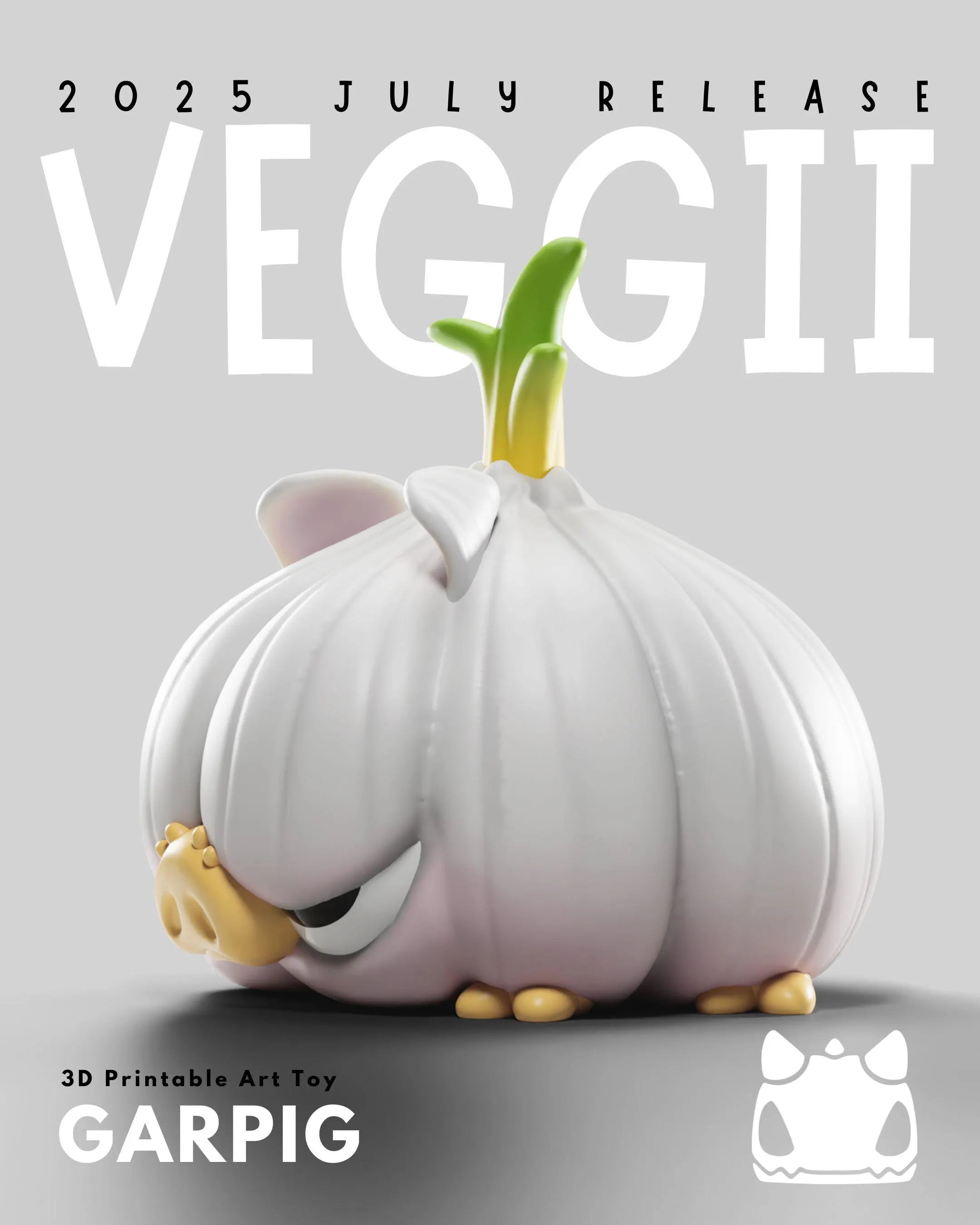 Veggii Grumpii Art Toys – 3D Printable STL Figures, Unpainted Designer Collectible (3 Inch)