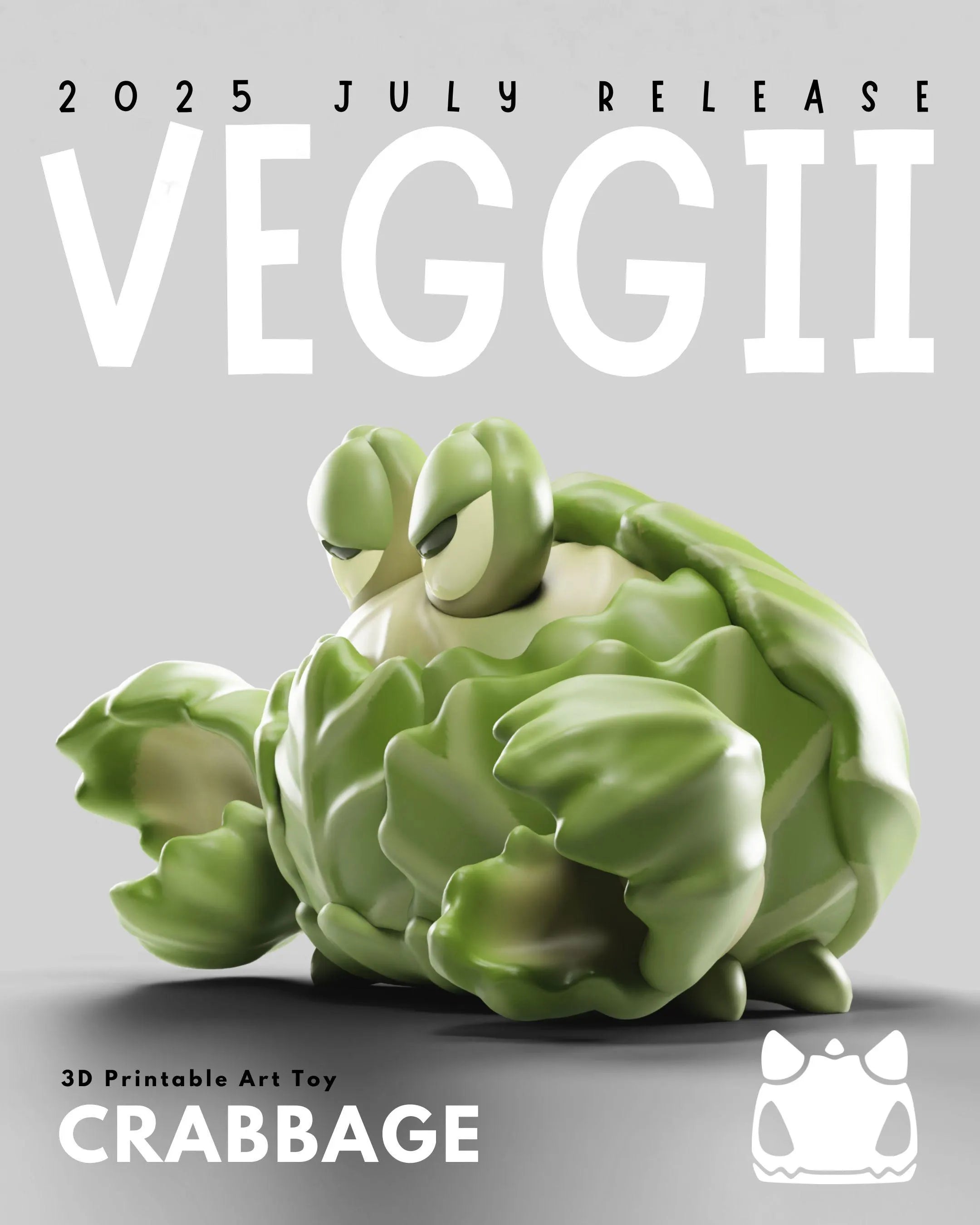 Veggii Grumpii Art Toys – 3D Printable STL Figures, Unpainted Designer Collectible (3 Inch)
