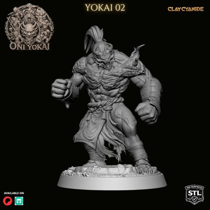 Oni Yokai – DnD Miniature | Clay Cyanide Resin STL | Fantasy Tabletop Japanese Demon Figure