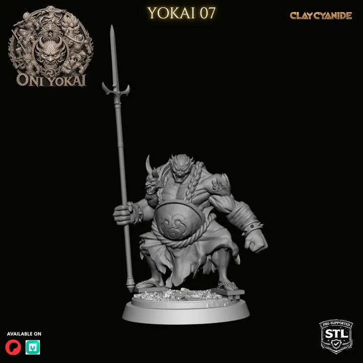 Oni Yokai – DnD Miniature | Clay Cyanide Resin STL | Fantasy Tabletop Japanese Demon Figure