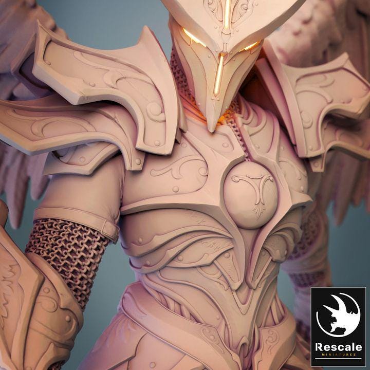 Angel Fighter – DnD Miniature | Resin TTRPG STL Figure | Rescale Tabletop RPG Celestial Warrior Model