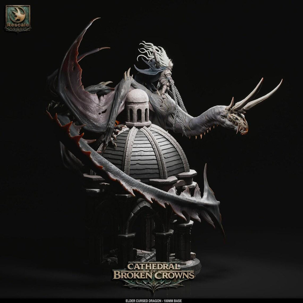 Cursed Dragon - Ancient (100mm base) - Mounted & Wild versions- Cathedral of Broken Crowns-Dnd-TTRPG- Rescale Miniatures