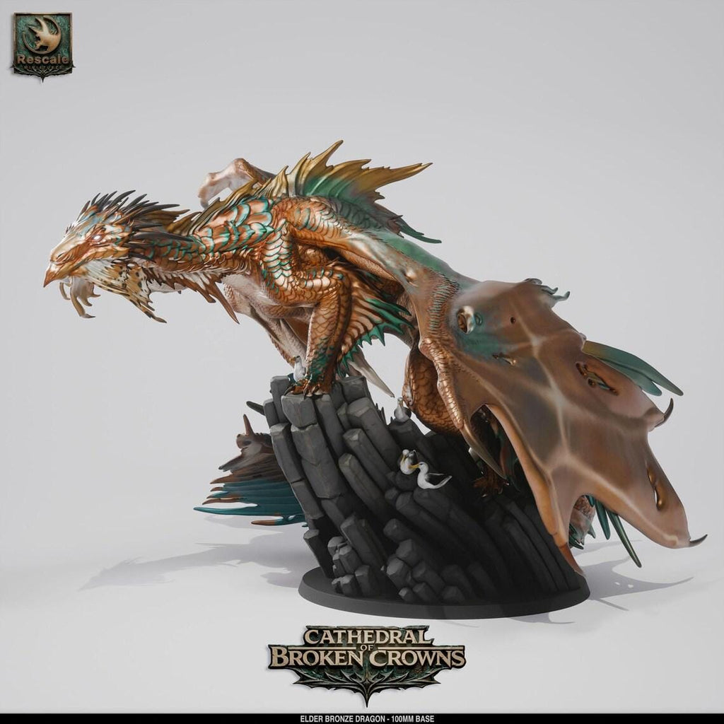 Ancient Bronze Dragon Miniature – 100mm Base TTRPG Figure