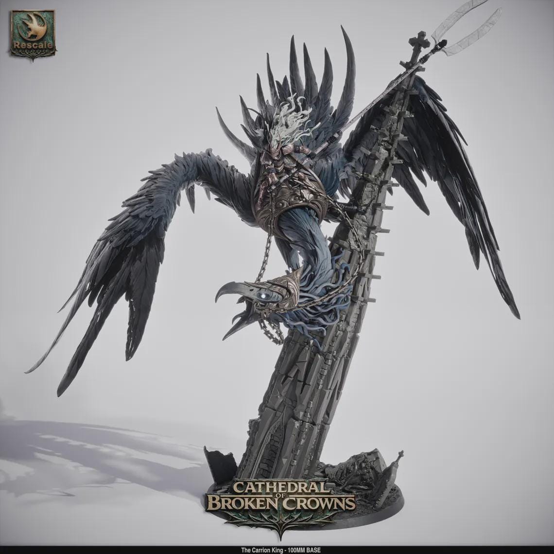 Carrion King Miniature – 100mm Boss Monster, Cathedral of Broken Crowns DnD TTRPG Resin STL