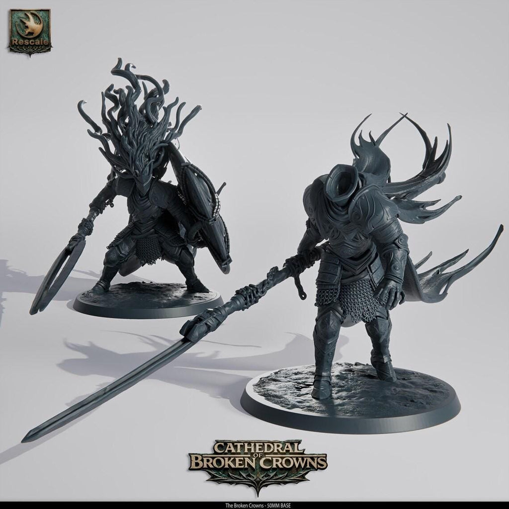 The Broken Crown – 50mm Base Miniature | Cathedral of Broken Crowns DnD TTRPG Resin STL | Tabletop Fantasy Figure
