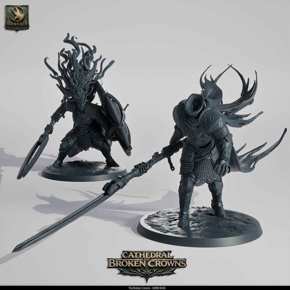 The Broken Crown – 50mm Base Miniature | Cathedral of Broken Crowns DnD TTRPG Resin STL | Tabletop Fantasy Figure