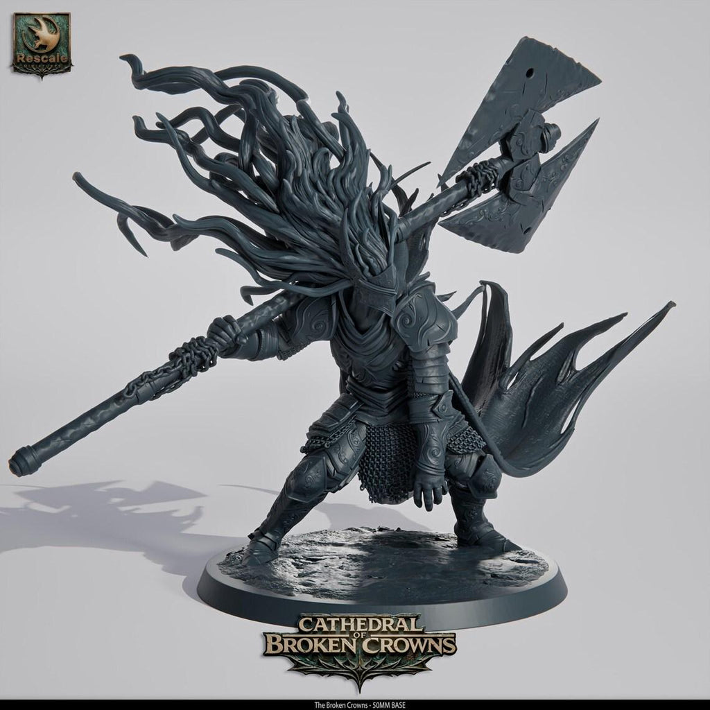 The Broken Crown – 50mm Base Miniature | Cathedral of Broken Crowns DnD TTRPG Resin STL | Tabletop Fantasy Figure