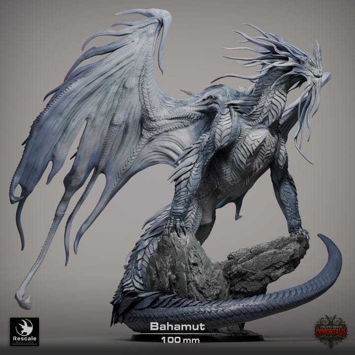 Bahamut, King of Dragons – DnD Dragon Miniature | Resin TTRPG STL | Rescale Fantasy Boss Model