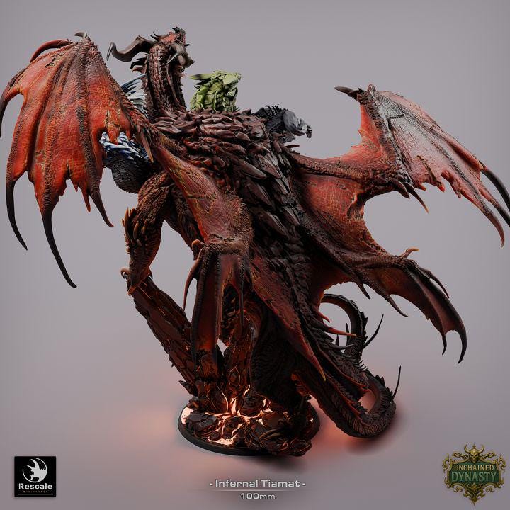 Tiamat Dragon Miniature, Resin TTRPG Boss Model, Fantasy Tabletop Game