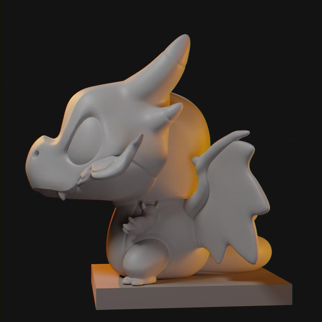 Mega Charizard Chibi Figurine | Unpainted Resin 3D Print Toy