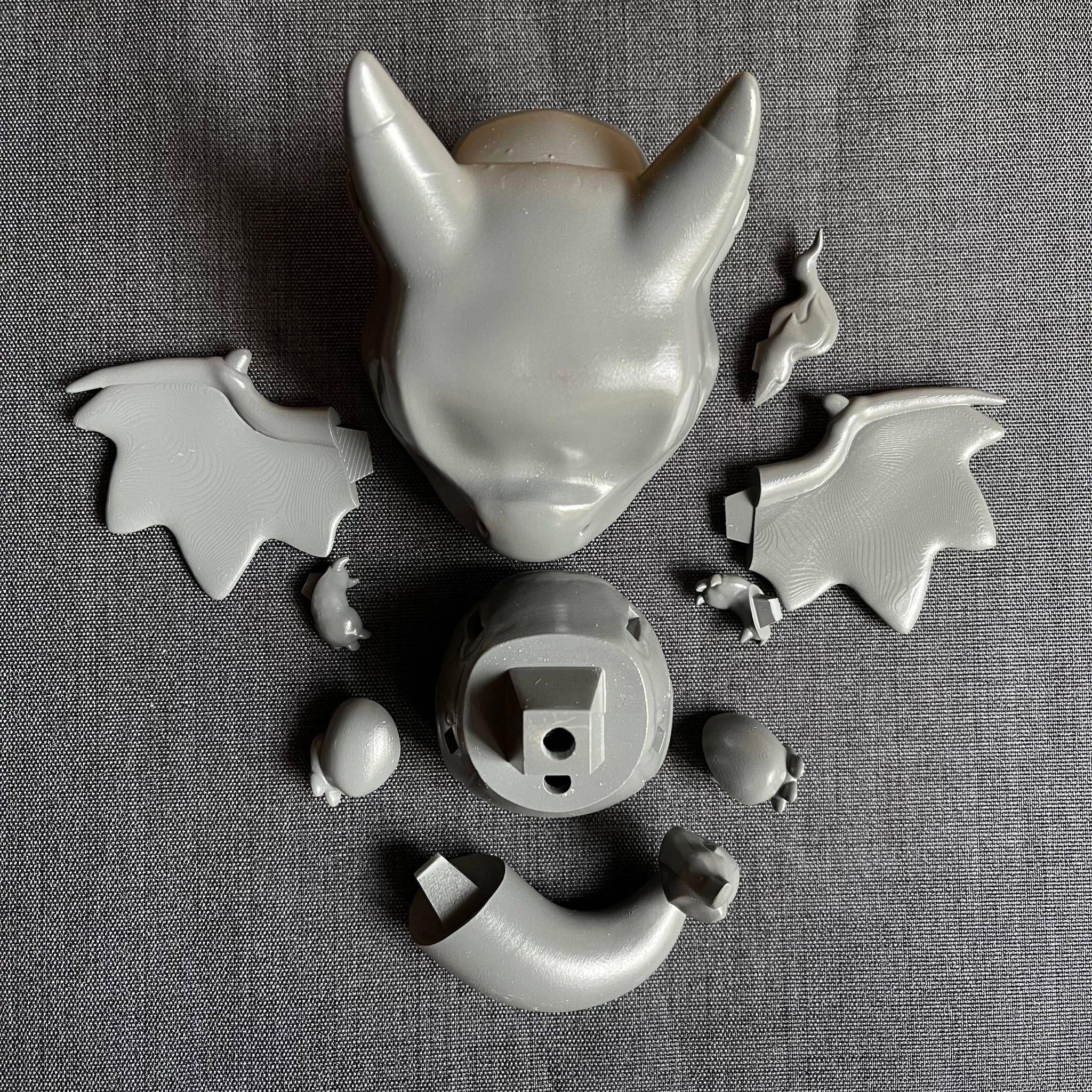 Mega Charizard Chibi Figurine | Unpainted Resin 3D Print Toy