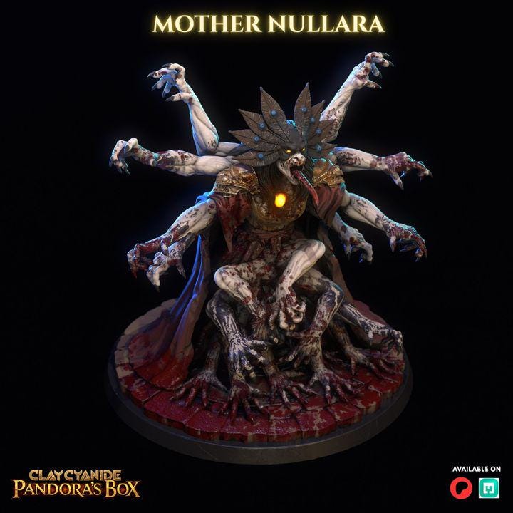 Mother Nullara Miniature by Clay Cyanide | Grimdark Horror Boss Mini 32mm 75mm Scale | TTRPG Tabletop Resin Monster Unpainted