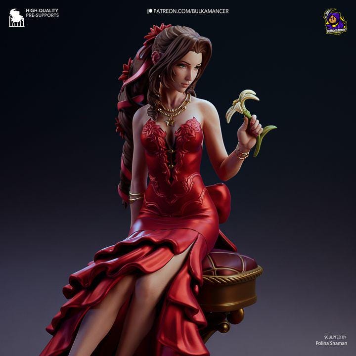 Aerith Gainsborough Statue Kit | Final Fantasy Flower Peddler Resin Model (177mm)