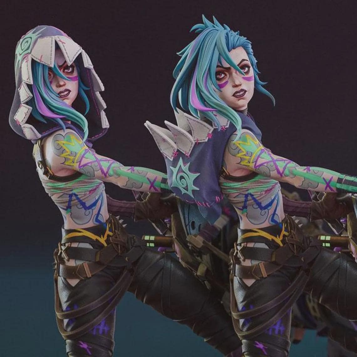 Fractured Jinx Statue Kit | League of Legends Resin Model | 1/8 Scale Unpainted Garage Kit