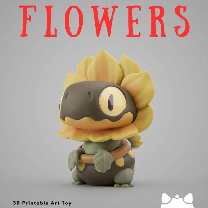 Flower Lizard Art Toy Set | Chibi Desktop Decor