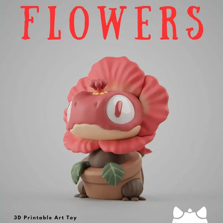 Flower Lizard Art Toy Set | Chibi Desktop Decor