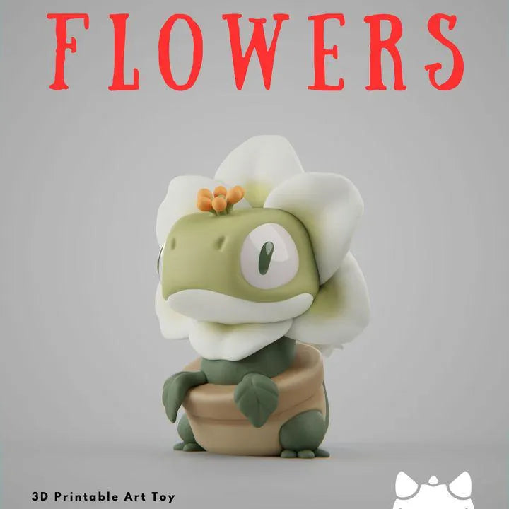 Flower Lizard Art Toy Set | Chibi Desktop Decor