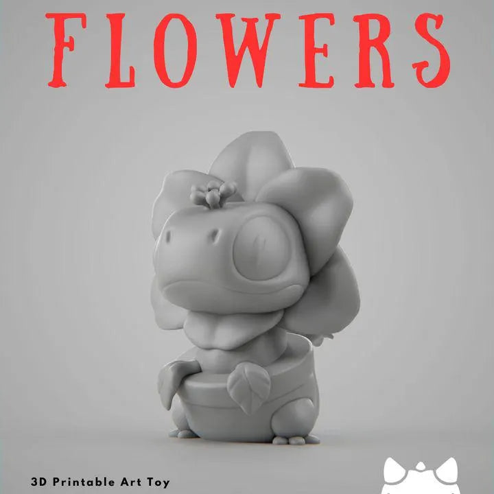 Flower Lizard Art Toy Set | Chibi Desktop Decor