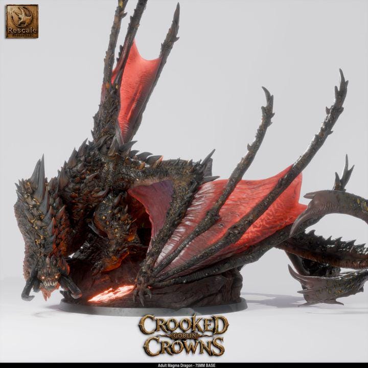 Volcanic Magma Dragon – Adult Dragon 75mm Base | Rescale Miniatures