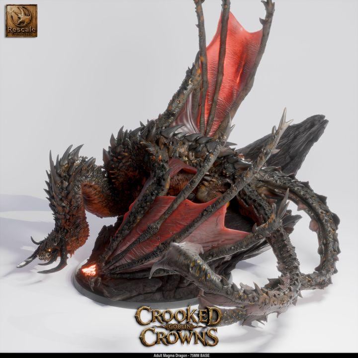 Volcanic Magma Dragon – Adult Dragon 75mm Base | Rescale Miniatures