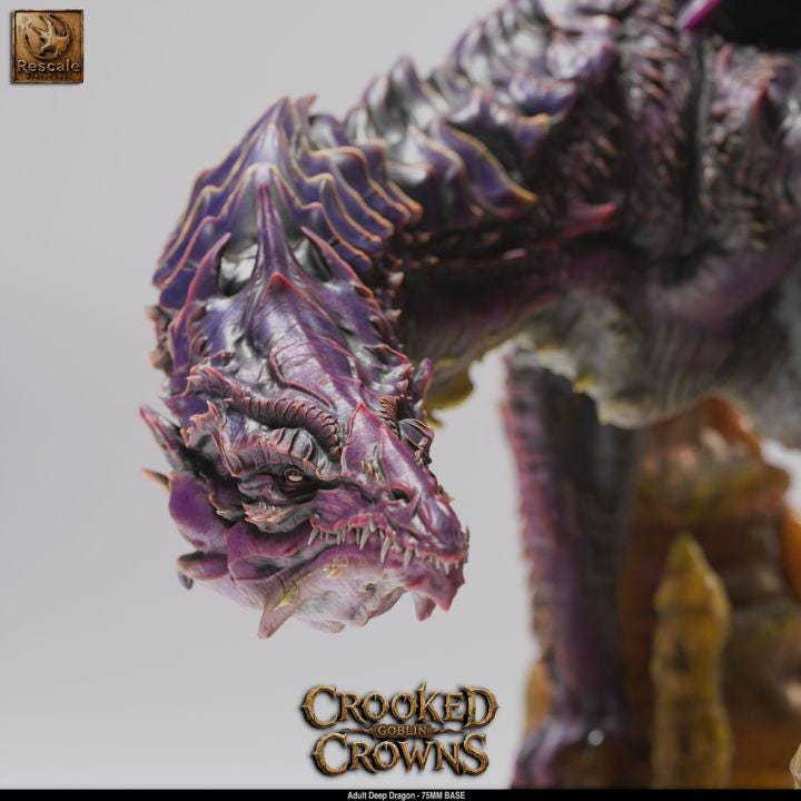 Underdark Deep Dragon – Adult Subterranean Dragon 75mm Base | Rescale Miniatures
