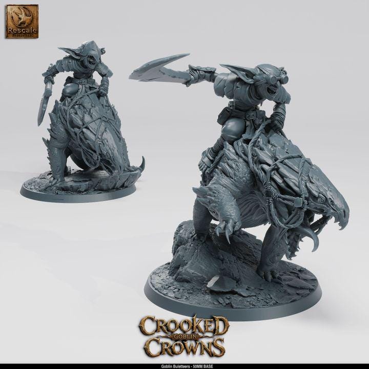 Goblin Buletteers Landshark Cavalry – 50mm Base Squad | Crooked Crowns