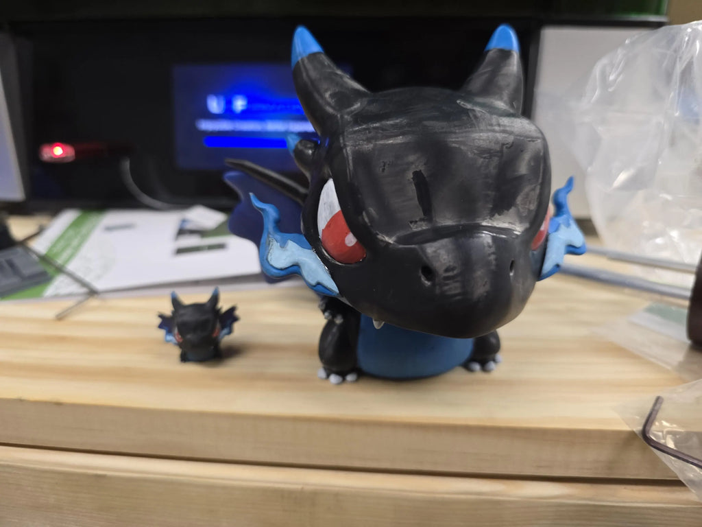 Mega Charizard Chibi Figurine | Unpainted Resin 3D Print Toy