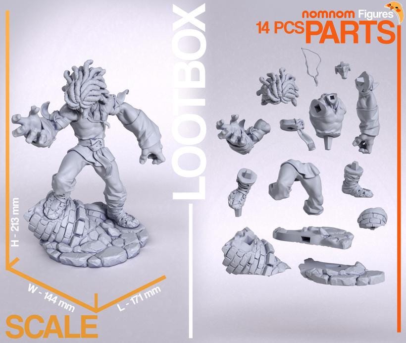 Armarant Brawler Monk Warrior Statue – 1:10 Scale Display Figure & Mini | Nomnom