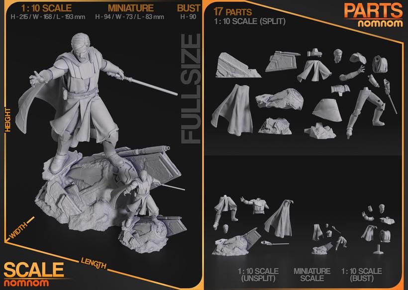 1/10 Scale Obi-Wan Kenobi (Clone Wars Armor) – Unpainted Unassembled Garage Kit