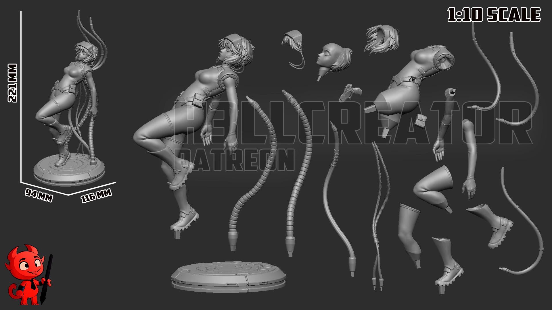 Motoko Kusranagi Cyberpunk Cyborg Major | 1:10 Scale 221mm Sci-Fi Anime Resin Statue