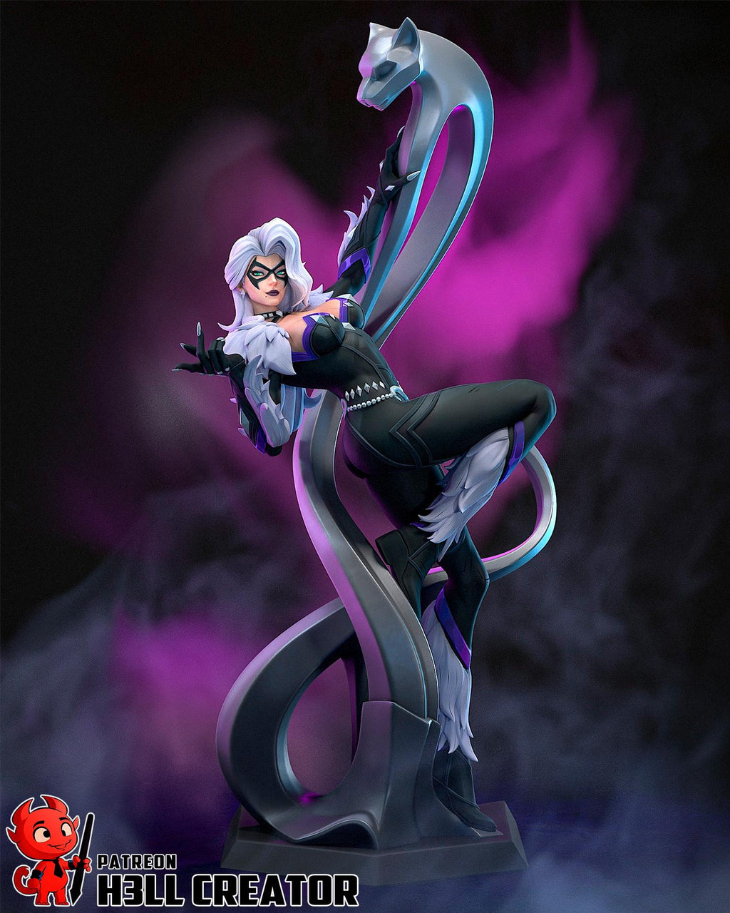 Black Cat Statue 1:10 Scale | 16K Ultra Detail Resin Figure | Marvel Rivals Fan Art Spider-Verse Collectible